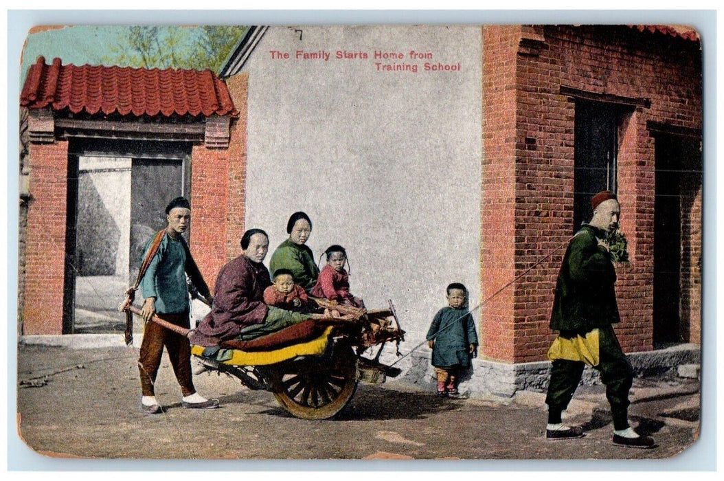 c1910's View Of The Family Starts Home From Training School Antique Postcard