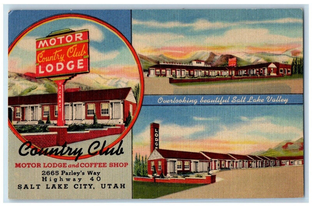 Country Club Motor Lodge And Coffee Shop Salt Lake City UT Multiview Postcard