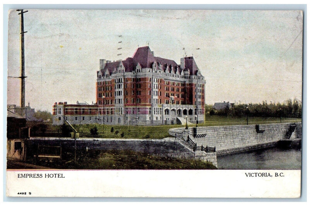 1909 Empress Hotel Victoria Exterior Scene Canada British Columbia B.C Postcard