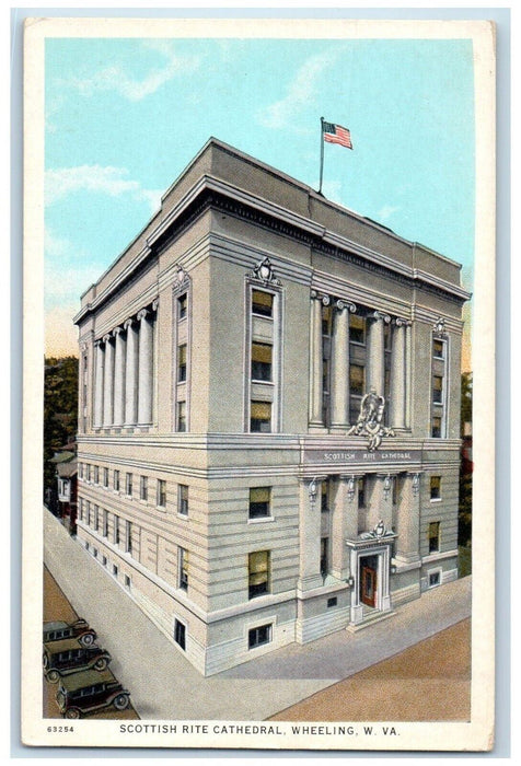 Scottish Rite Cathedral Building Roadside Wheeling West Virginia WV Postcard