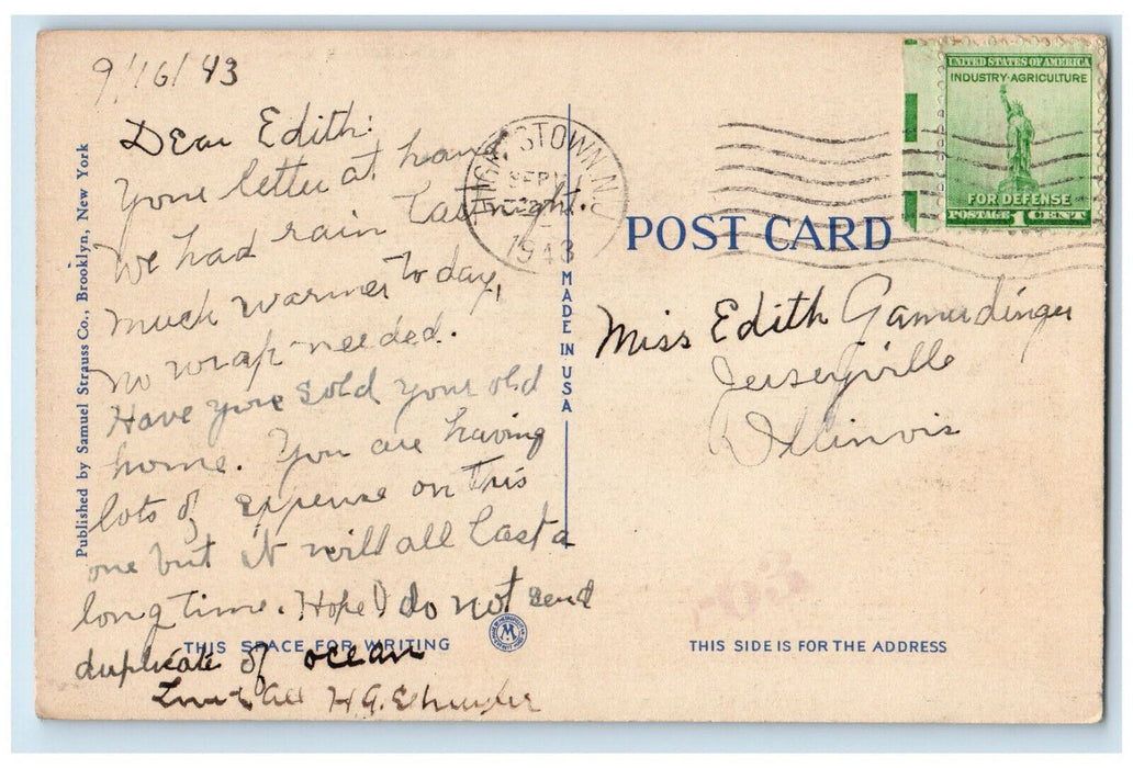 1943 Among The Breakers Wavy Sea Manasquan Beach New Jersey NJ Vintage Postcard