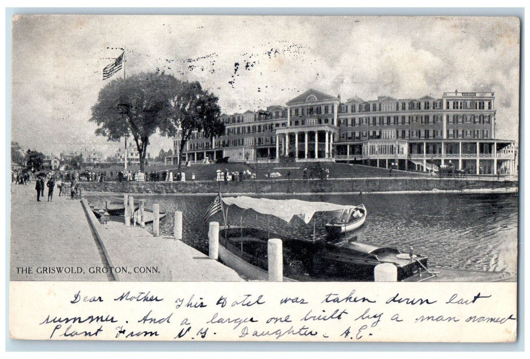 1906 Boat Scene The Griswold Groton Connecticut CT Antique Posted Postcard