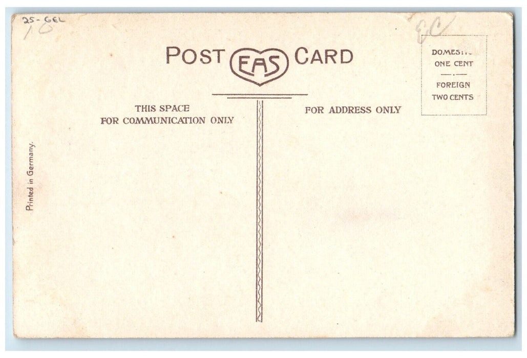 c1910's New Year Greetings Shamrock Horseshoe Embossed Gel Antique Postcard