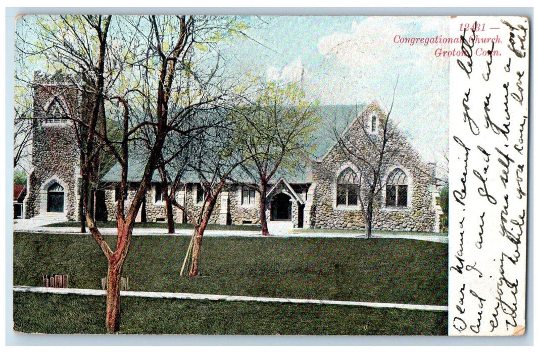 1908 Congregational Church Groton Connecticut CT Antique Posted Postcard