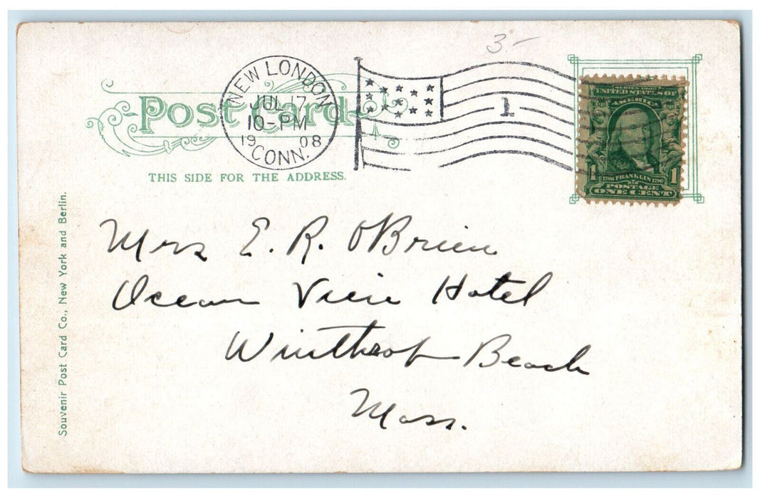 1908 Congregational Church Groton Connecticut CT Antique Posted Postcard