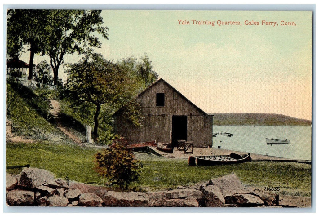 c1910 Yale Training Quarters Boats Gales Ferry Connecticut CT Antique Postcard