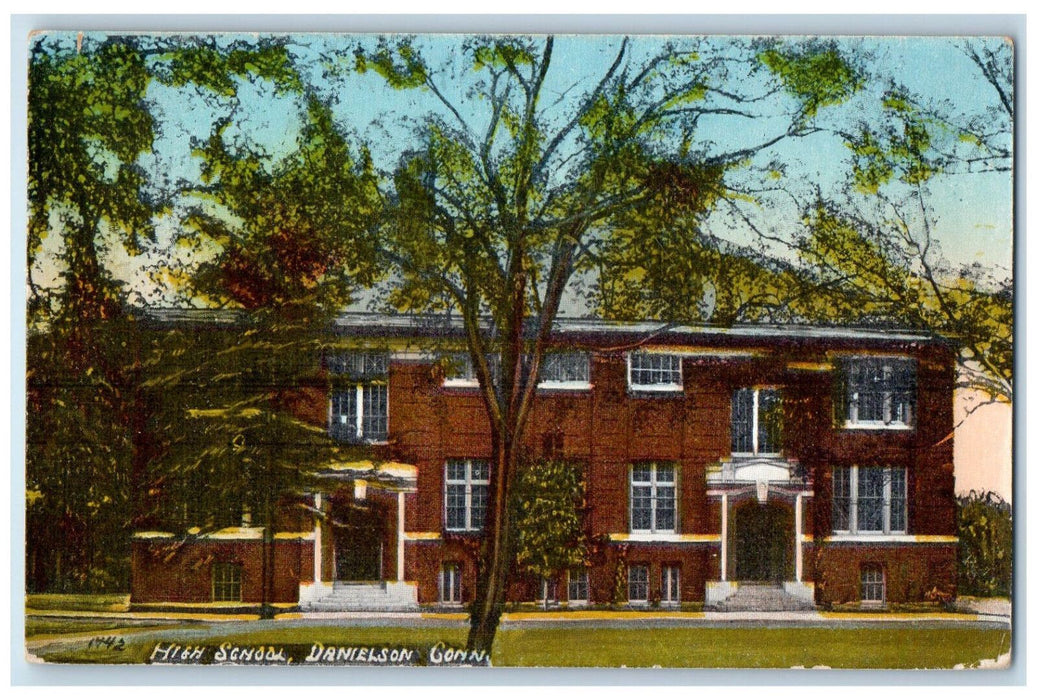 c1910 High School Entrance Danielson Connecticut CT Antique Unposted Postcard