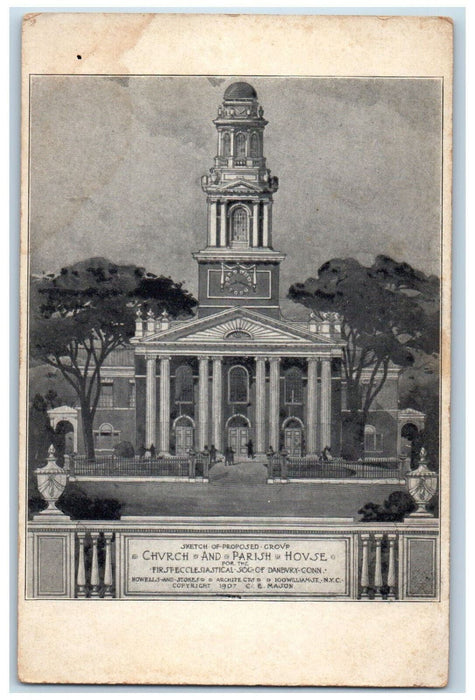 c1905 Church Parish House First Ecclesiastical SOC of Danbury CT Postcard