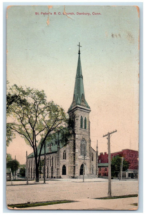 1910 St. Peter's RC Church Danbury Connecticut CT Antique Posted Postcard