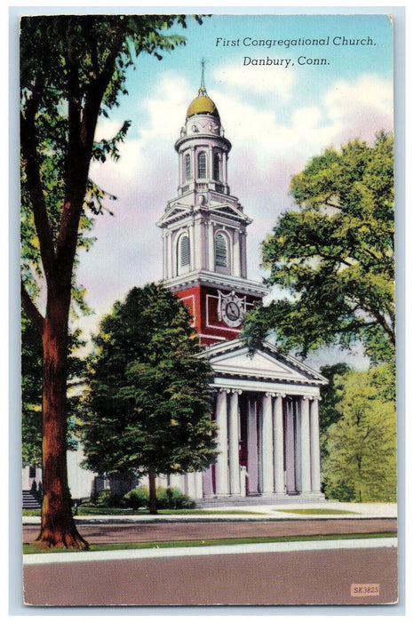 c1910 First Congregational Church Danbury Connecticut CT Antique Postcard