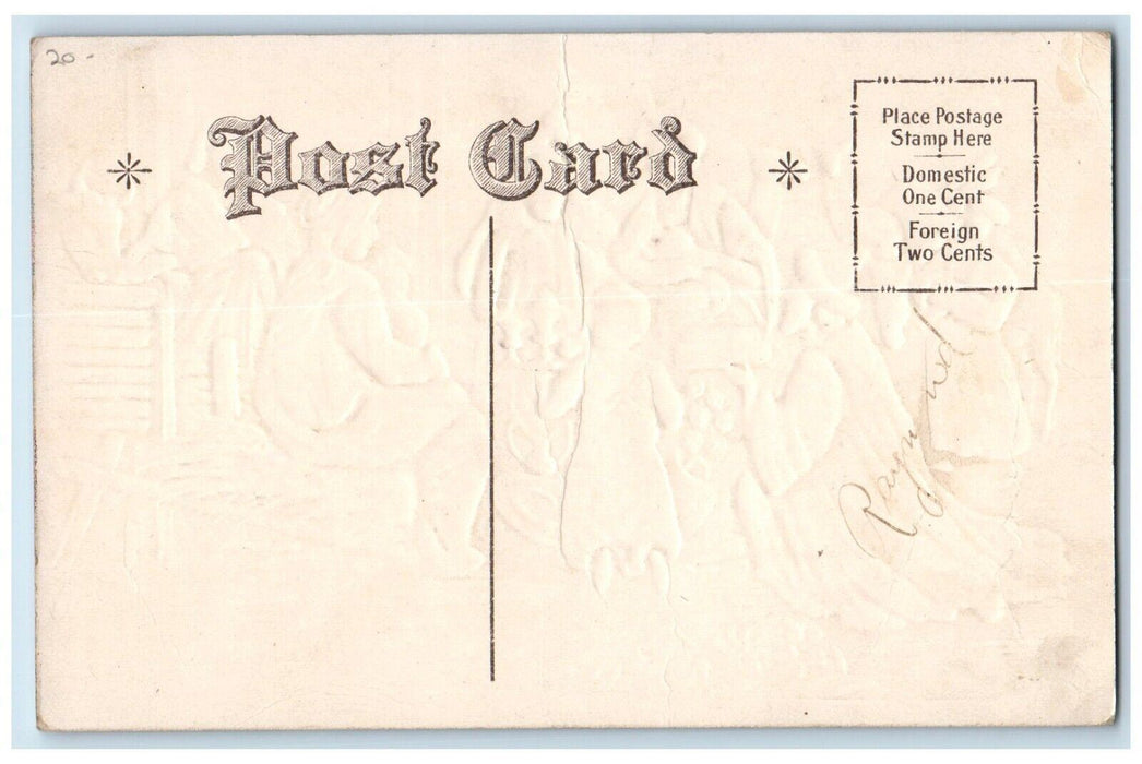 c1910's Christmas Lily Flowers Camel Barn Religious Nash Embossed Postcard