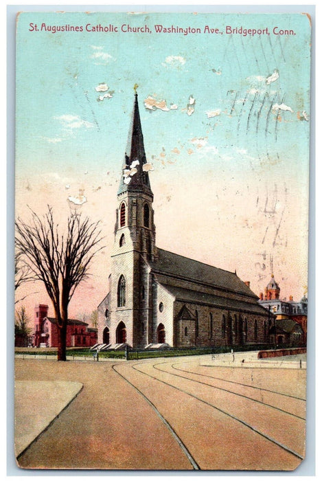 1907 St. Augustines Catholic Church Washington Ave Bridgeport CT Postcard