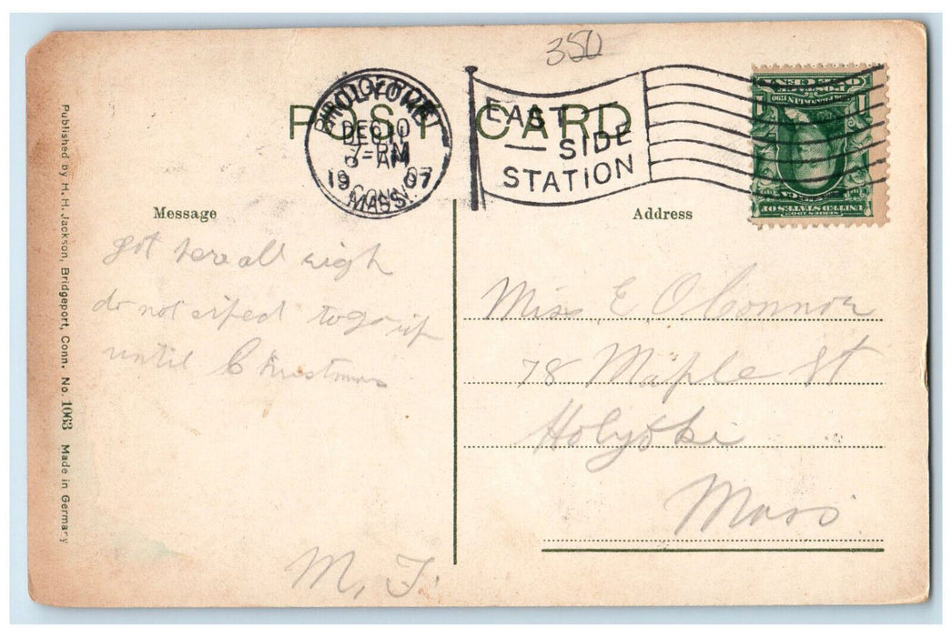 1907 St. Augustines Catholic Church Washington Ave Bridgeport CT Postcard
