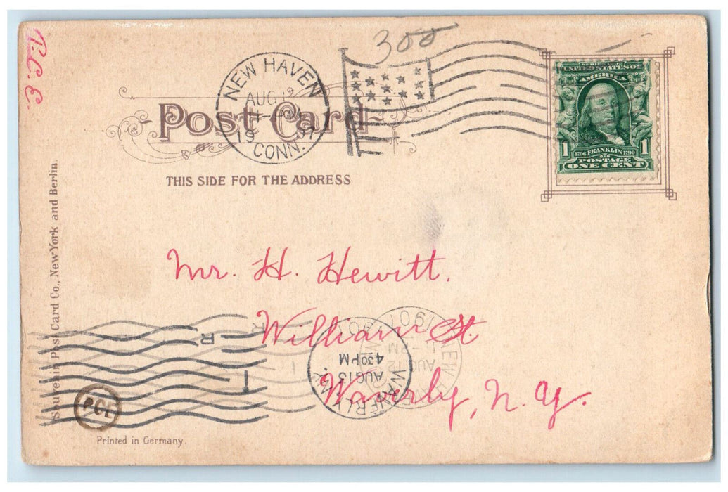 1907 Three Churches on Green New Haven Connecticut CT Antique Posted Postcard