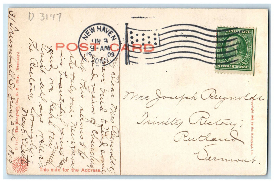 1909 Trinity Church New Haven Connecticut CT Posted Antique Postcard