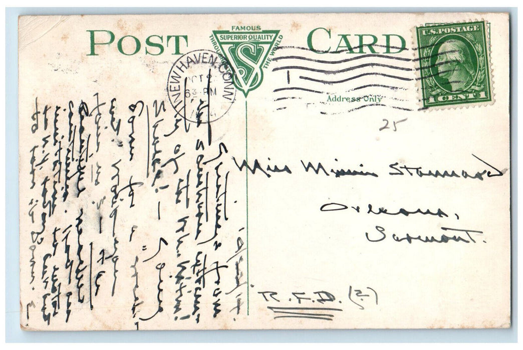 1914 Boat East Rock Park New Haven Connecticut CT Posted Antique Postcard