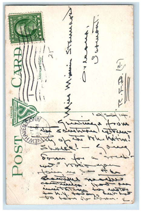 1914 Boat East Rock Park New Haven Connecticut CT Posted Antique Postcard