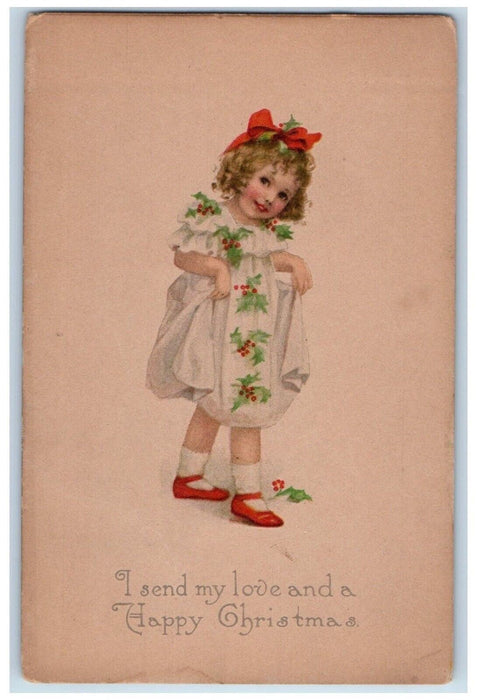 1921 Christmas Little Girl Dress Holly Gibson Beach Haven Terrace NJ Postcard