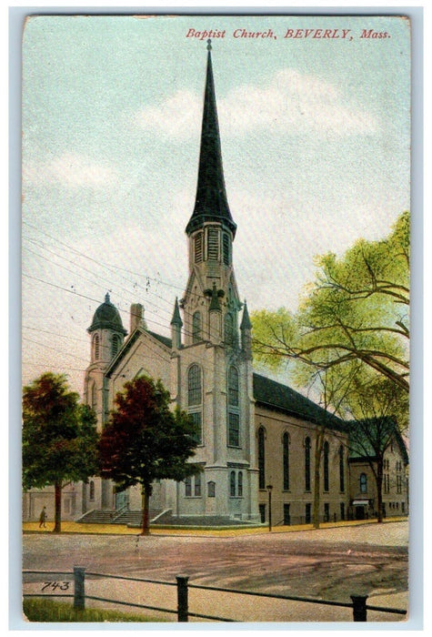 1909 Baptist Church Chapel Street Beverly Massachusetts Vintage Antique Postcard