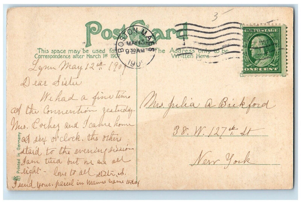1909 Baptist Church Chapel Street Beverly Massachusetts Vintage Antique Postcard