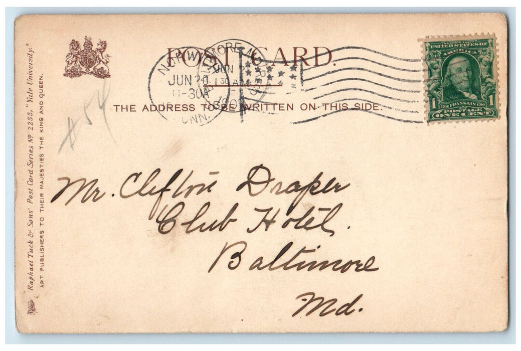 1906 Berkeley Oval Yale University New Haven Connecticut CT Tuck Art Postcard