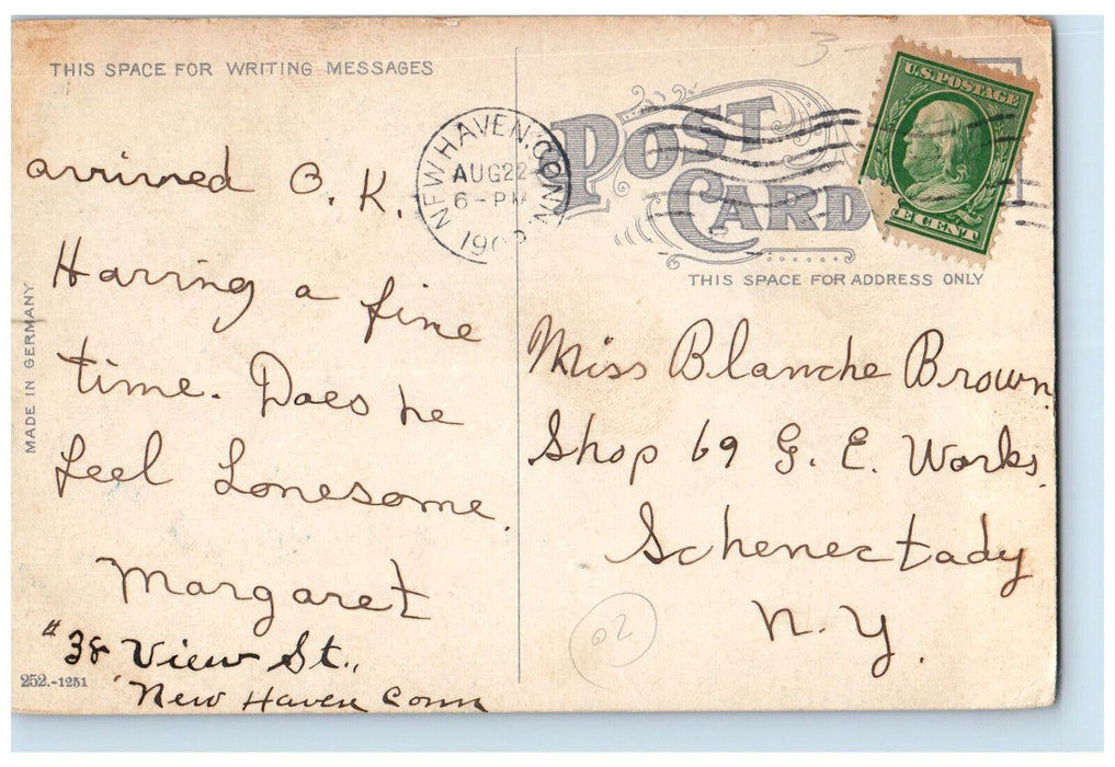 c1910 Yale College Campus New Haven Connecticut CT Antique Posted Postcard