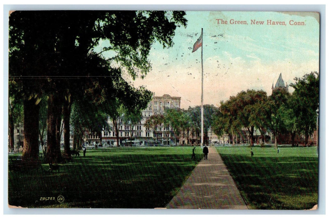 1910 The Green New Haven Connecticut CT Antique Valentine's Series Postcard