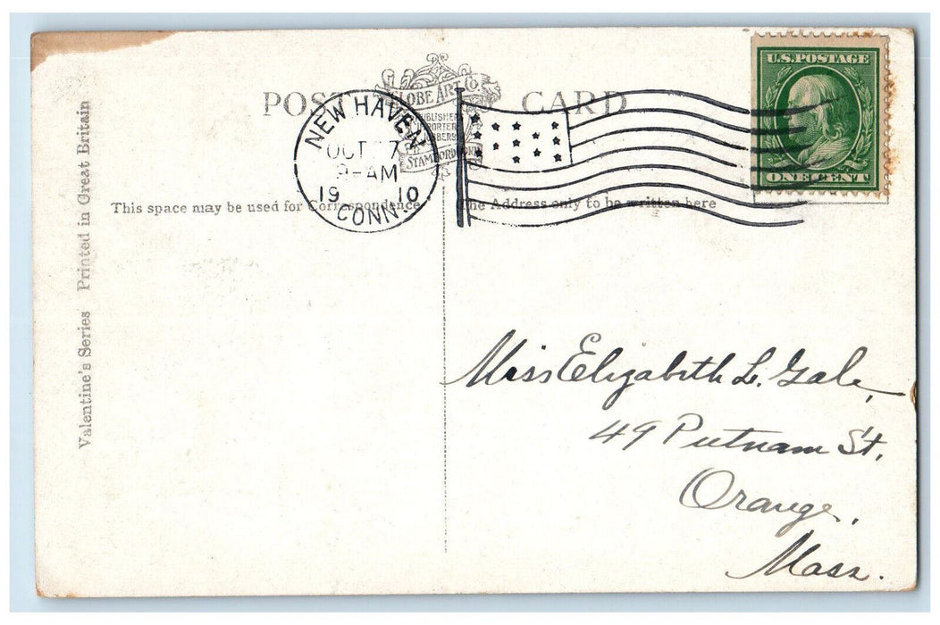 1910 The Green New Haven Connecticut CT Antique Valentine's Series Postcard