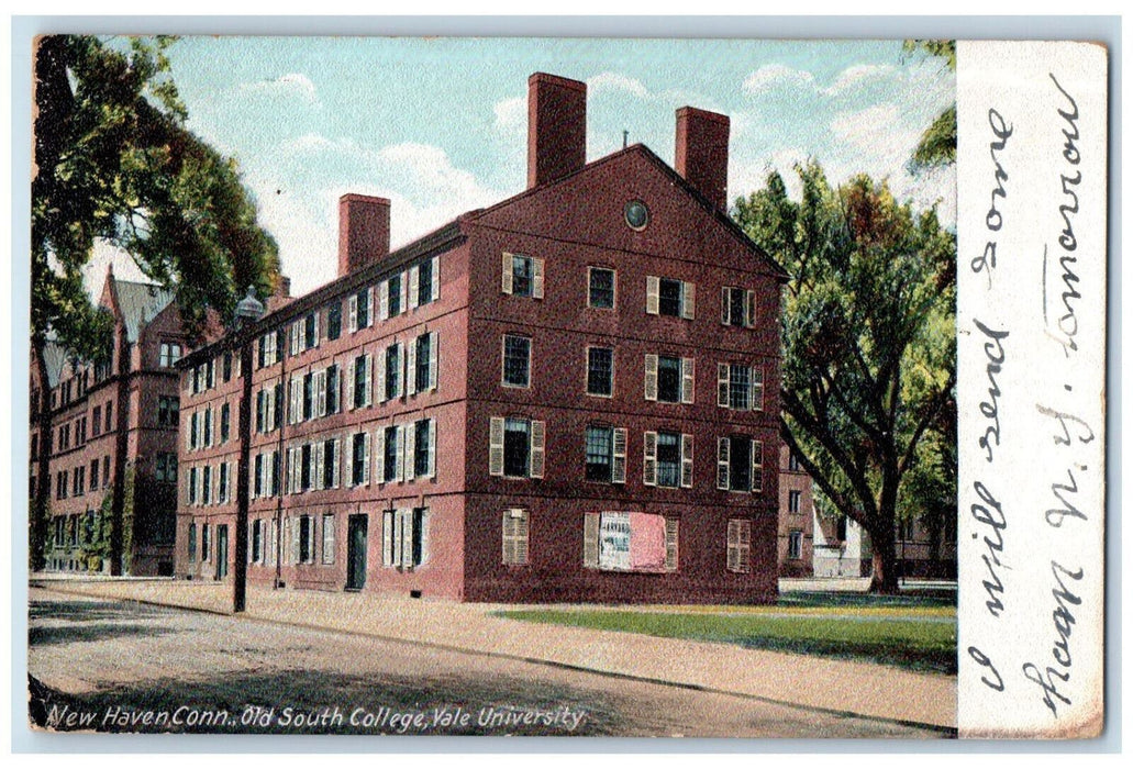 1905 Old South College Yale University New Haven Connecticut CT Antique Postcard