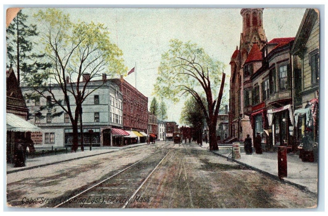 1907 Cabot Street Looking East Beverly Massachusetts MA Vintage Antique Postcard