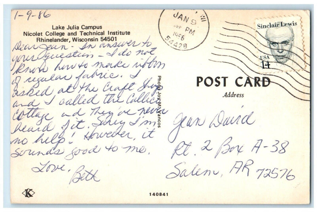 Lake Julia Campus Nicolet College Technical Institute Rhinelander WI Postcard