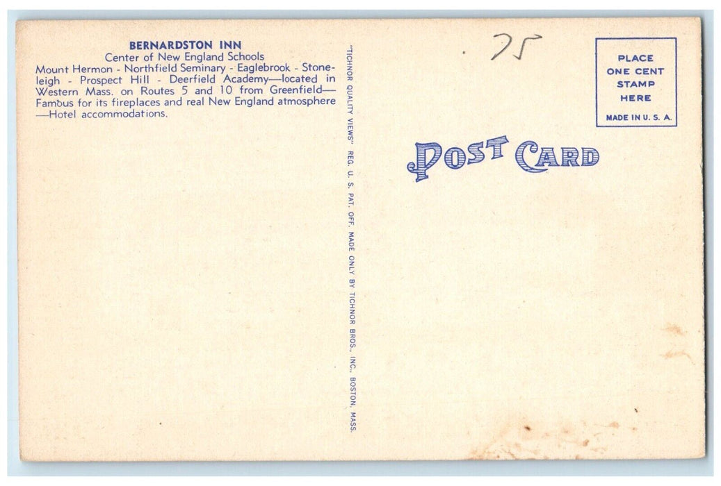 c1940 Gladioli Bloom Bernardston Inn Bernardston Massachusetts Vintage Postcard