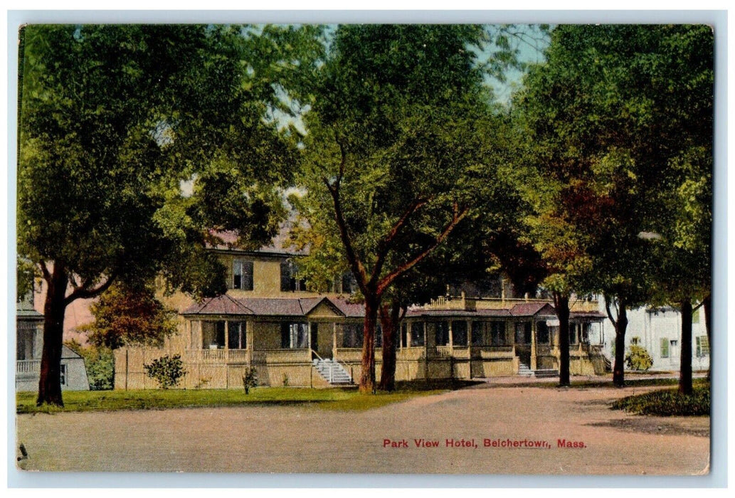 c1910 Park View Hotel Street Belchertown Massachusetts Vintage Antique Postcard