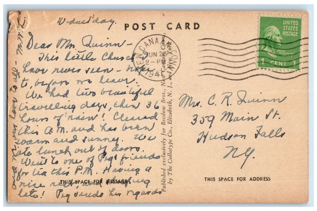 1947 St. Marks Episcopal Church New Canaan Connecticut CT Vintage Postcard