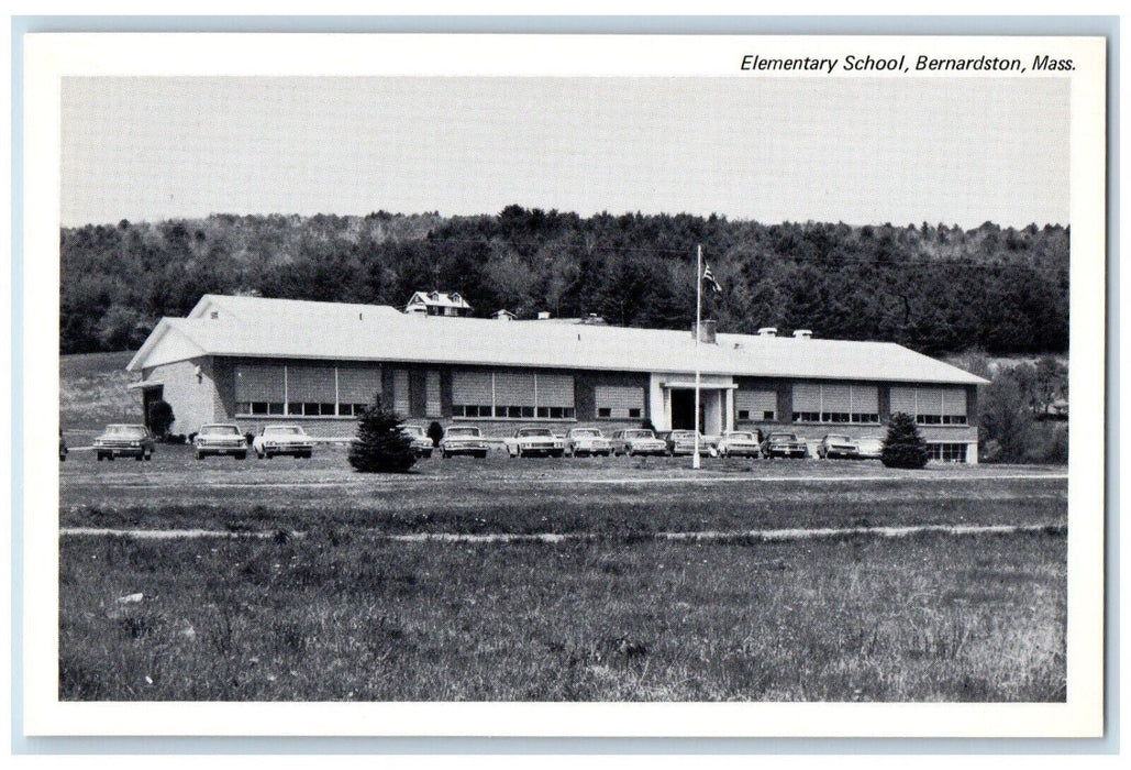 c1940 Elementary School Cars Bernardston Massachusetts Vintage Antique Postcard