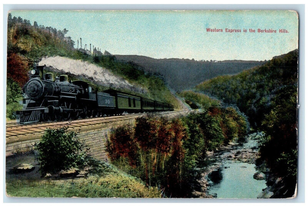 c1910 Western Express Berkshire Hills Locomotive Massachusetts Vintage Postcard