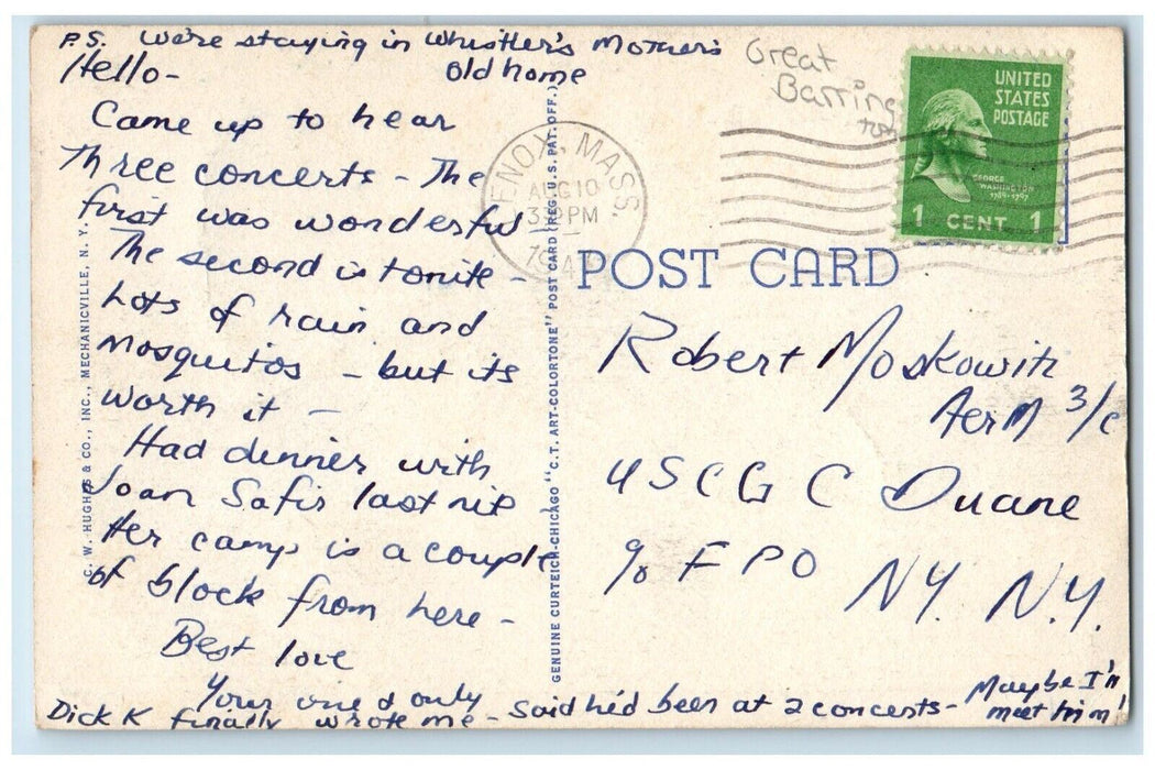1949 Music Shed Grounds Tanglewood Berkshires Massachusetts MA Vintage Postcard