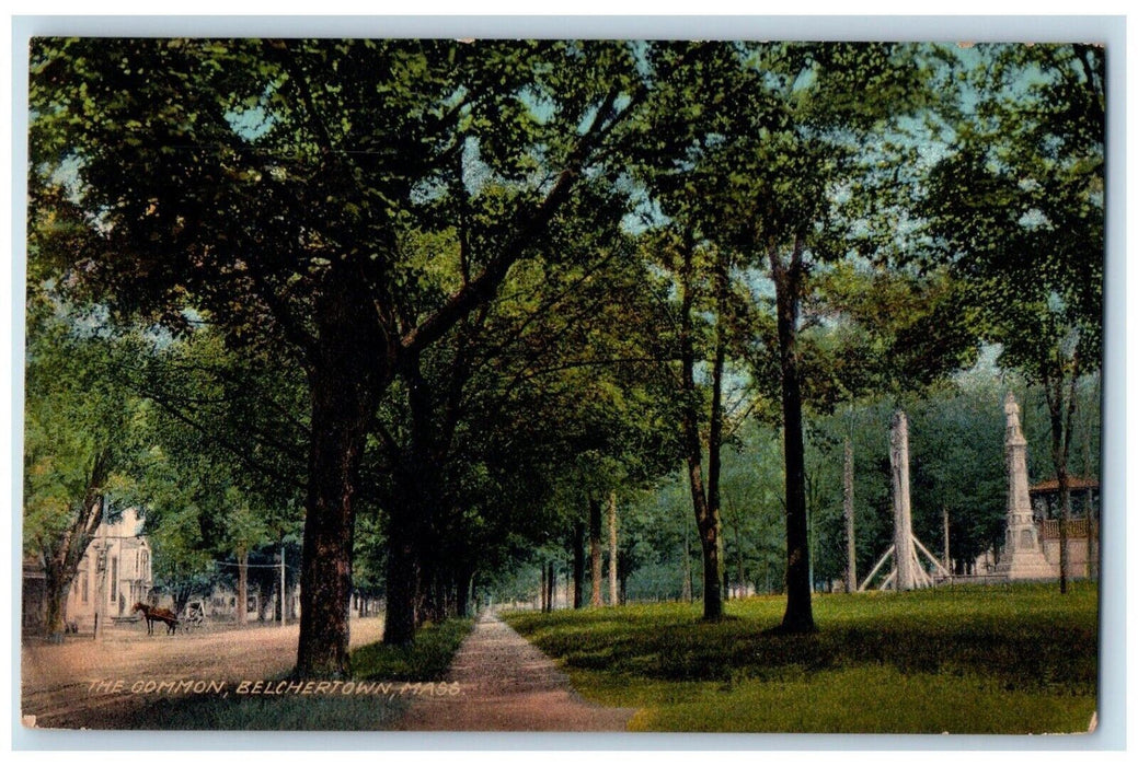 c1910 Common Street Sidewalk Belchertown Massachusetts Vintage Antique Postcard