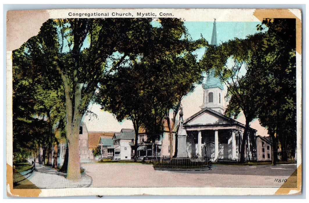 1937 Congregational Church Mystic Connecticut CT Vintage Posted Postcard
