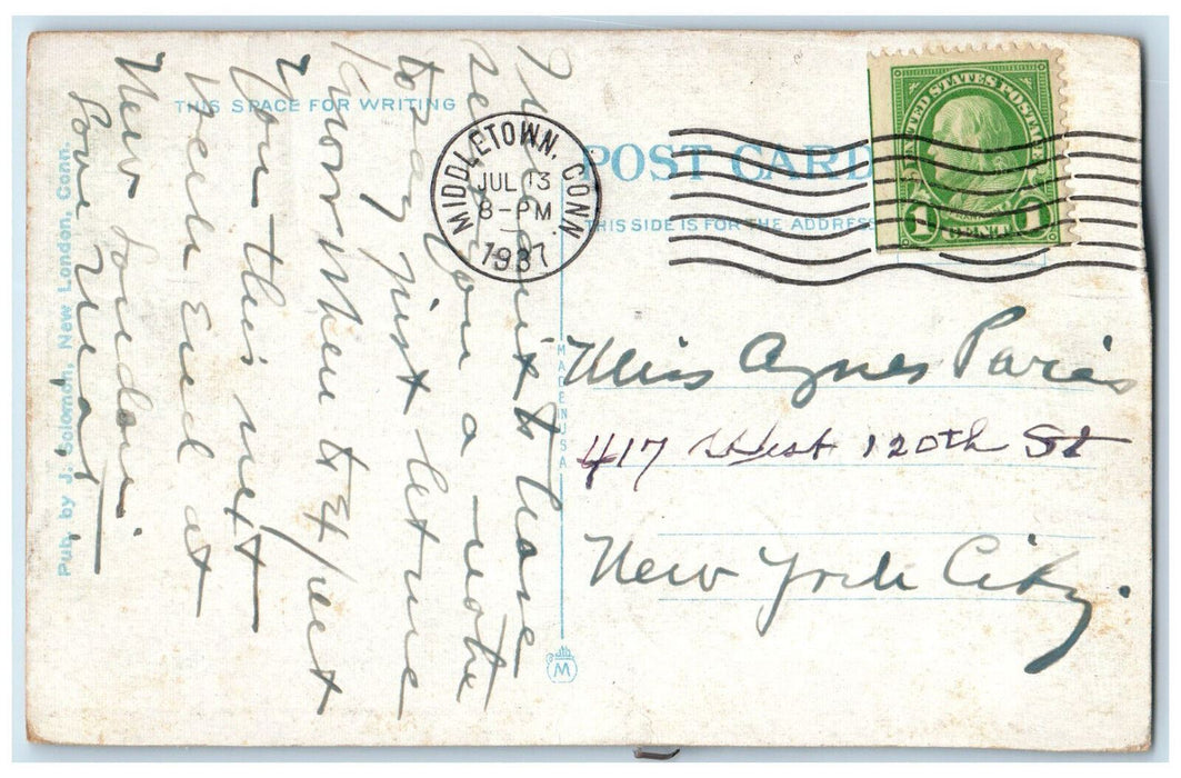 1937 Congregational Church Mystic Connecticut CT Vintage Posted Postcard