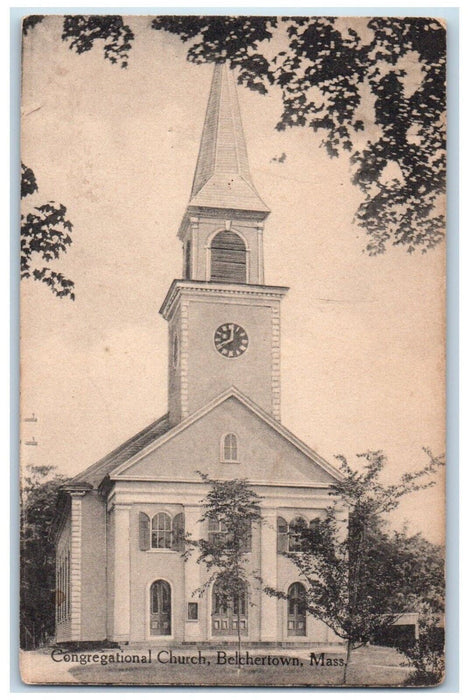 c1910 Congregational Church Chapel Belchertown Massachusetts MA Vintage Postcard