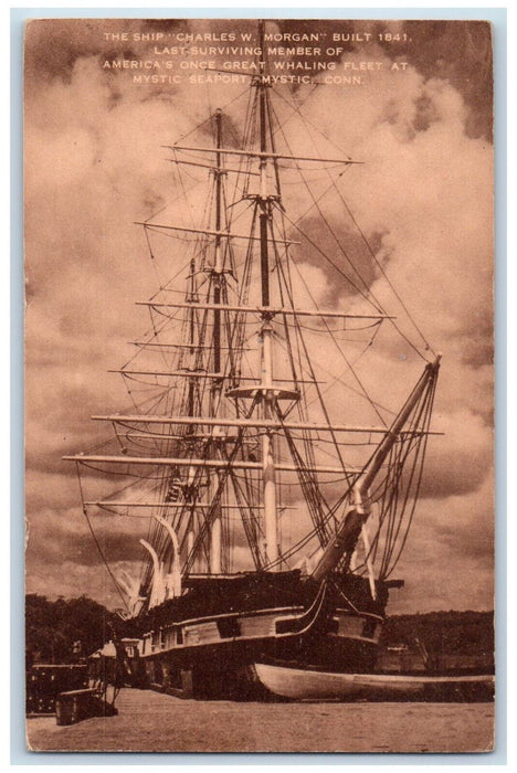 c1940's The Ship "Charles W. Morgan" Great Whaling Fleet Mystic CT Postcard