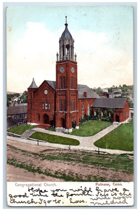 c1905 Congregational Church Putnam Connecticut CT Antique Postcard