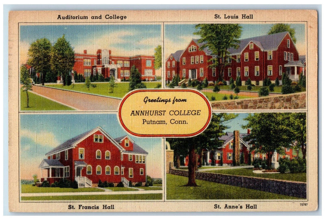 1957 Multiview Greetings from Annhurst College Putnam Connecticut CT Postcard