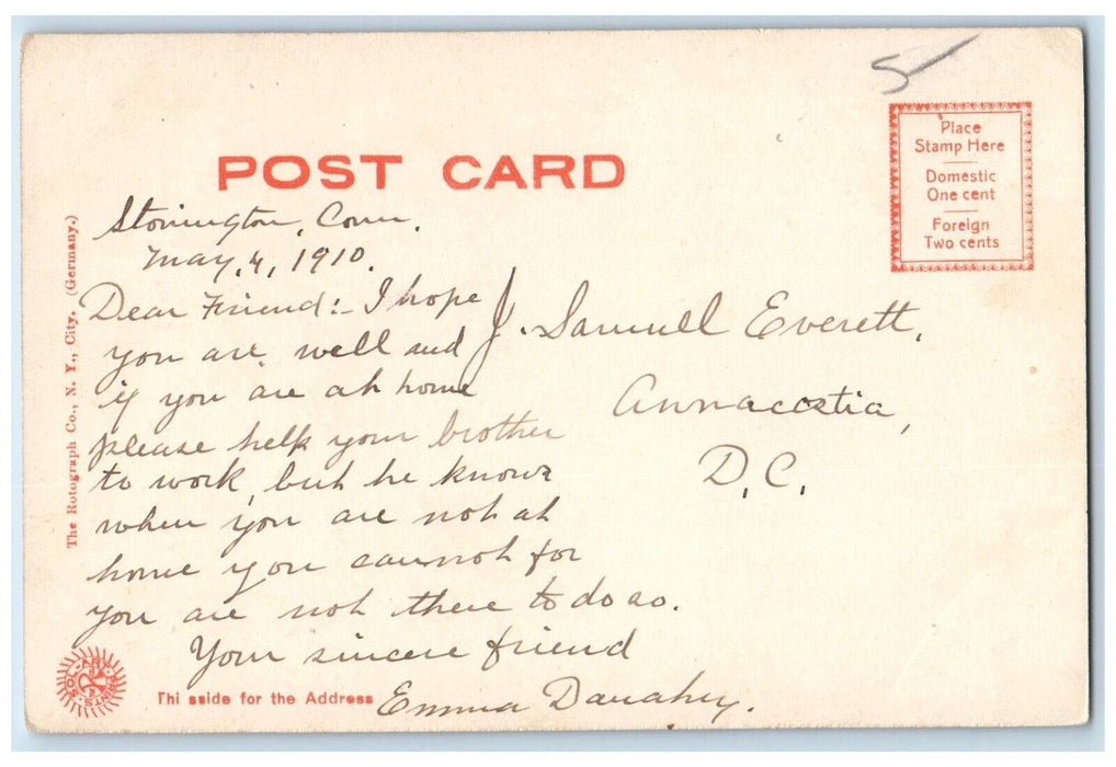 c1905 Calvary Church Stonington Connecticut Vintage Antique Postcard