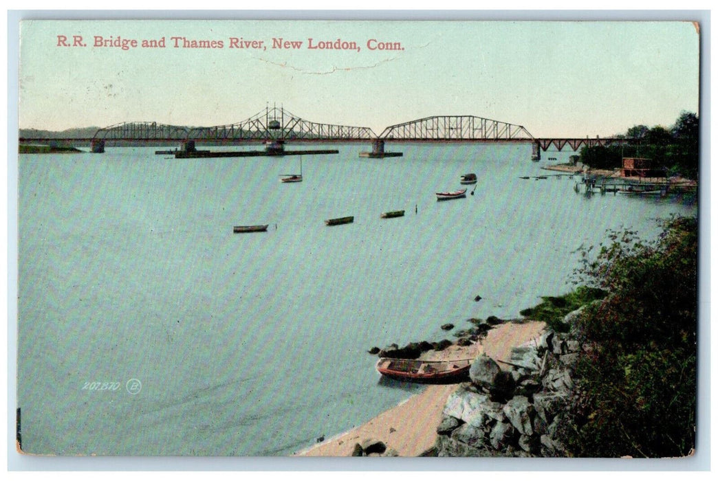 c1910 Railroad Bridge and Thames River New London Connecticut CT Posted Postcard