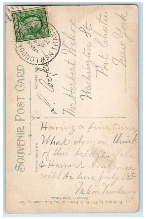 c1910 Railroad Bridge and Thames River New London Connecticut CT Posted Postcard