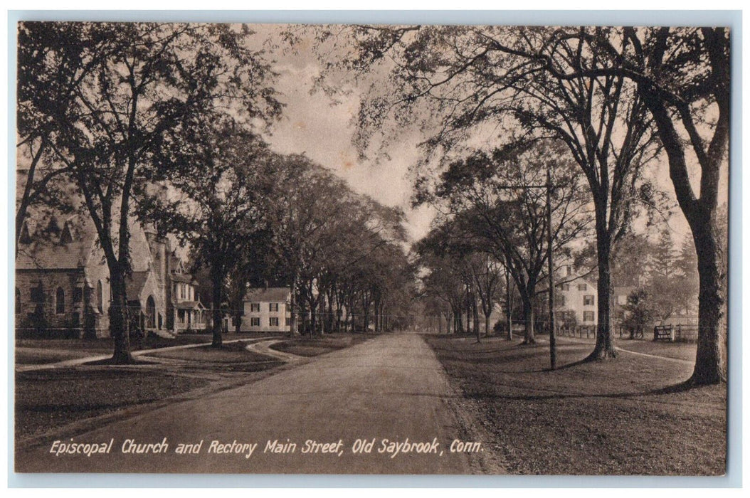 c1940's Episcopal Church and Rectory Main Street Old Saybrook CT Postcard