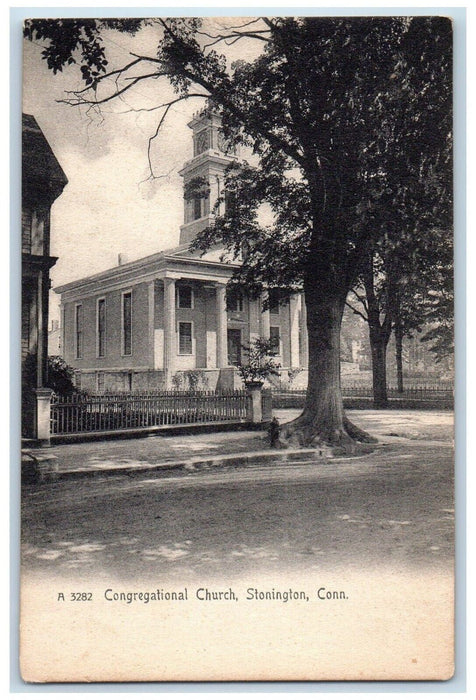 c1905 Congregational Church Stonington Connecticut CT Vintage Antique Postcard