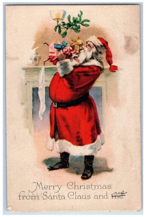 1922 Christmas Santa Claus Doll Toys Embossed Wasau Wisconsin WI Gibson Postcard